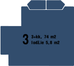 3 3+kk, 74 m2 lodž.ie 5,8 m2
