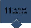 11 1+1, 39,8m2 lodžie 2,4 m2