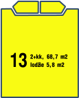 13 2+kk, 68,7 m2 lodžie 5,8 m2