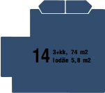 14 3+kk, 74 m2 lodžie 5,8 m2