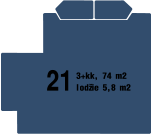 21 3+kk, 74 m2 lodžie 5,8 m2