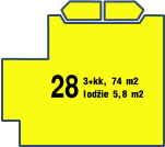 28 3+kk, 74 m2 lodžie 5,8 m2