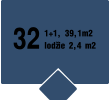 32 1+1, 39,1m2 lodžie 2,4 m2