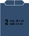 2 2+kk, 68,7 m2 lodžie 5,8 m2