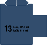 13 3+kk, 82,5 m2 lodžie 5,8 m2