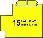 15 3+kk, 74 m2 lodžie 5,8 m2