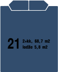 21 2+kk, 68,7 m2 lodžie 5,8 m2