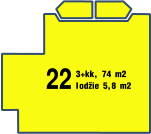 22 3+kk, 74 m2 lodžie 5,8 m2
