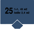 25 1+1, 43 m2 lodžie 2,4 m2