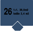 26 1+1, 39,8m2 lodžie 2,4 m2