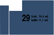 29 3+kk, 74,4 m2 lodžie 11,1 m2