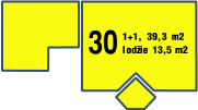 30 lodžie 13,5 m2 1+1, 39,3 m2
