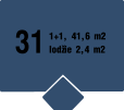 31 1+1, 41,6 m2 lodžie 2,4 m2
