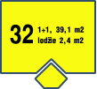32 1+1, 39,1 m2 lodžie 2,4 m2