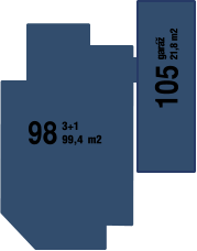 3+1 99,4 m2 98 105 garáž 21,8 m2