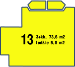 13 3+kk, 73,6 m2 lodž.ie 5,8 m2