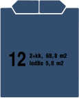 12 2+kk, 68,8 m2 lodžie 5,8 m2