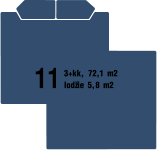 11  3+kk, 72,1 m2 lodžie 5,8 m2