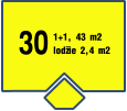 30 1+1, 43 m2 lodžie 2,4 m2