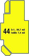 44 3+1, 84,7 m2 lodžie 7,4 m2