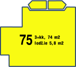 75 3+kk, 74 m2 lodž.ie 5,8 m2