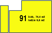 91 3+kk, 74,4 m2 lodž.ie 6,6 m2