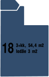 18 3+kk, 54,4 m2 lodžie 3 m2